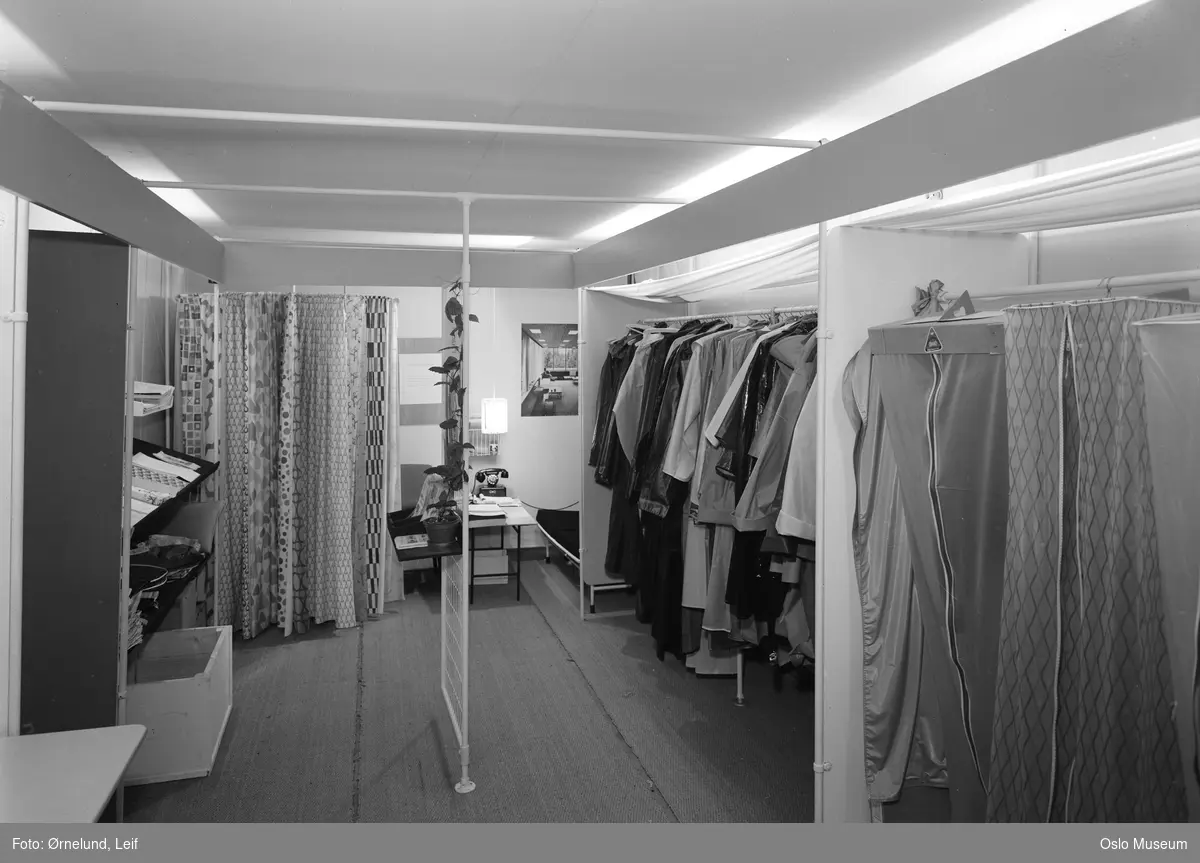 Tekstilmessen, interiør, utstilling, stand, Helly Hansen, regntøy, dusjforheng, oppbevaringsposer til klær