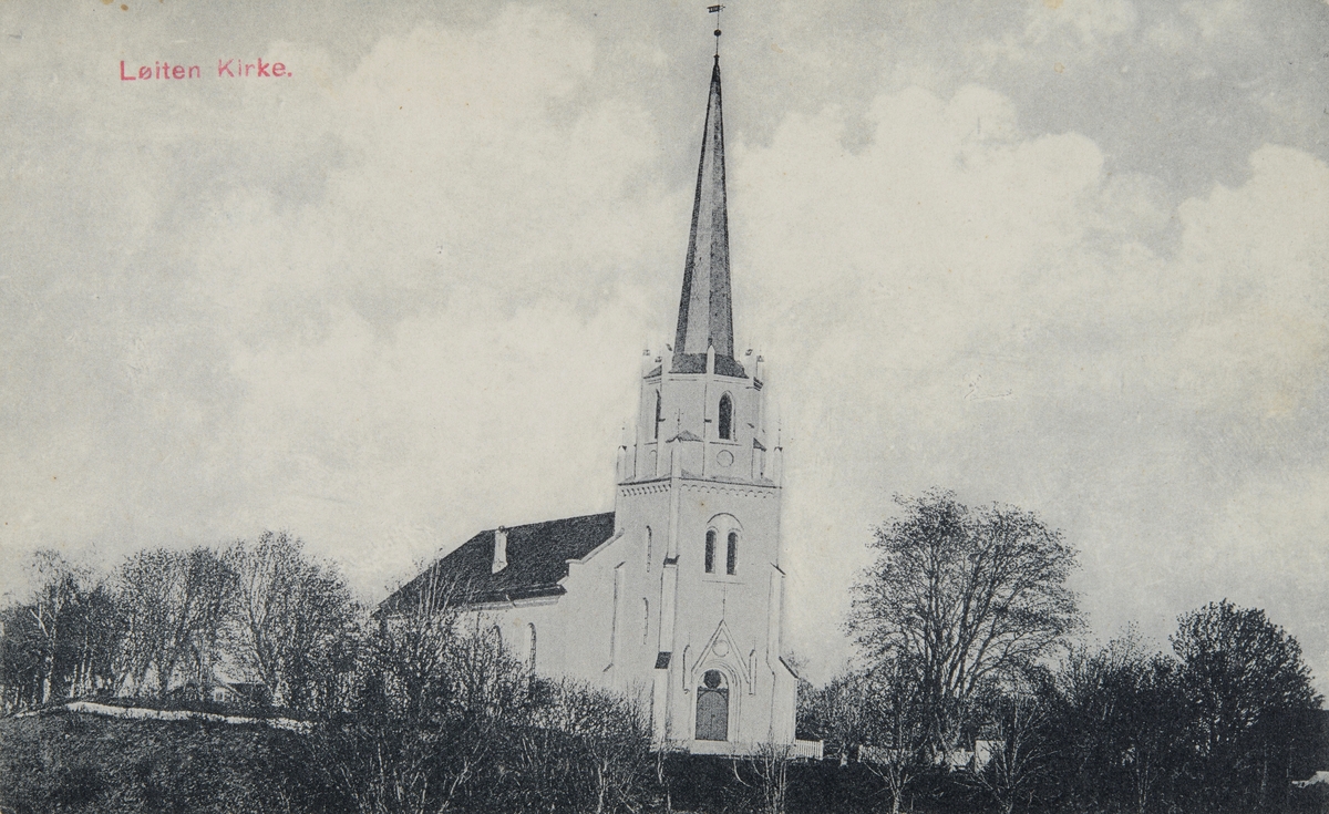 Postkort, Løten kirke.
