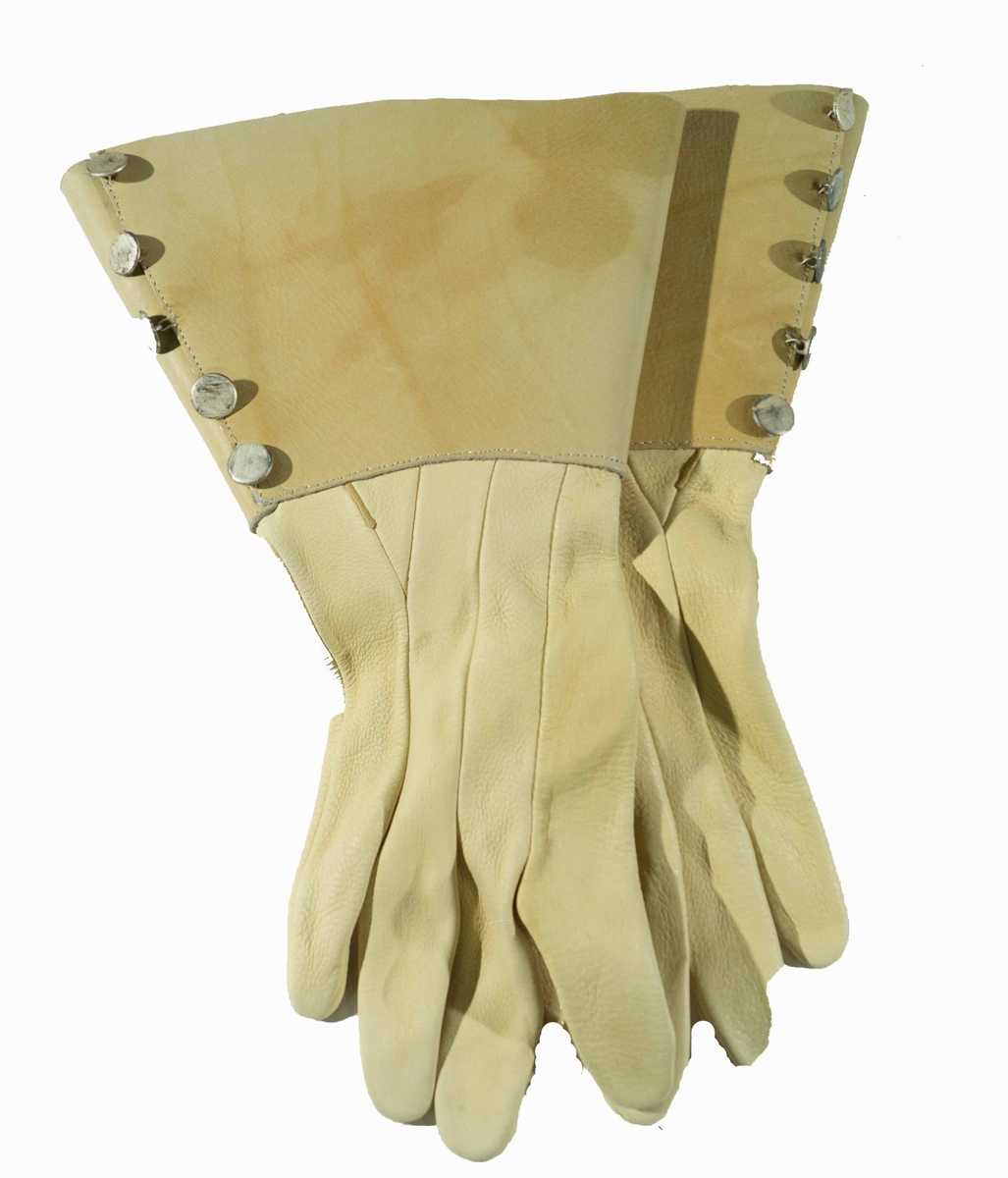 Handskar Karl XII kragmodell gult läder