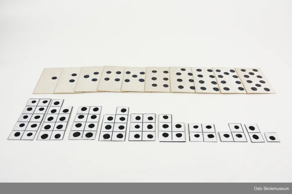 Mattespill i papir/papp bestående av to deler. Den ene er 10 rektangulære kort i samme størrelse som representerer tallene 1 til 10 ved hjelp av svarte prikker. Den andre er 10 kort i forskjellige størrelse som representerer tallene 1 til 10 ved hjelp av svarte prikker. Størrelsen på kortene avhenger av antall prikker.