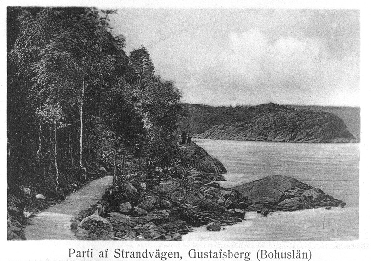 "Parti af Strandvägen, Gustafsberg (Bohuslän)".