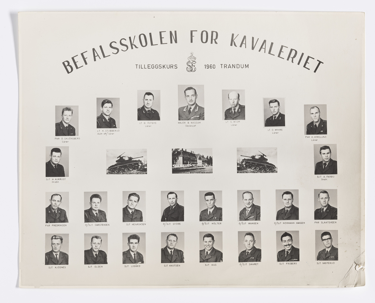 Militære årsfoto. Befalsskolen for Kavaleriet. Tilleggskurs. Trandum, 1960