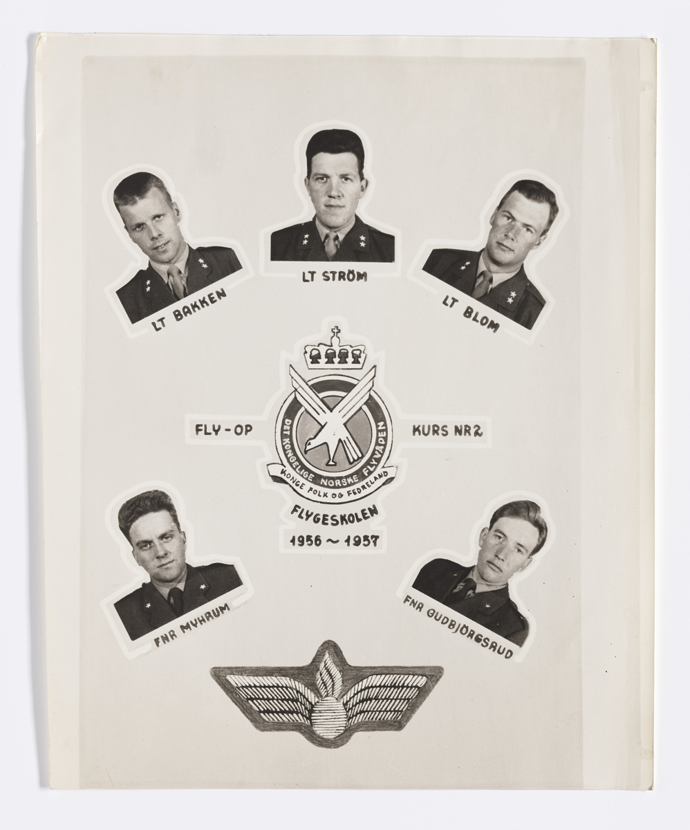 Militære årsfoto. Fly op, kurs nr2. Det kongelige norske flyvåpen, Konge Folk og Fedreland. Flygeskolen 1956–1957