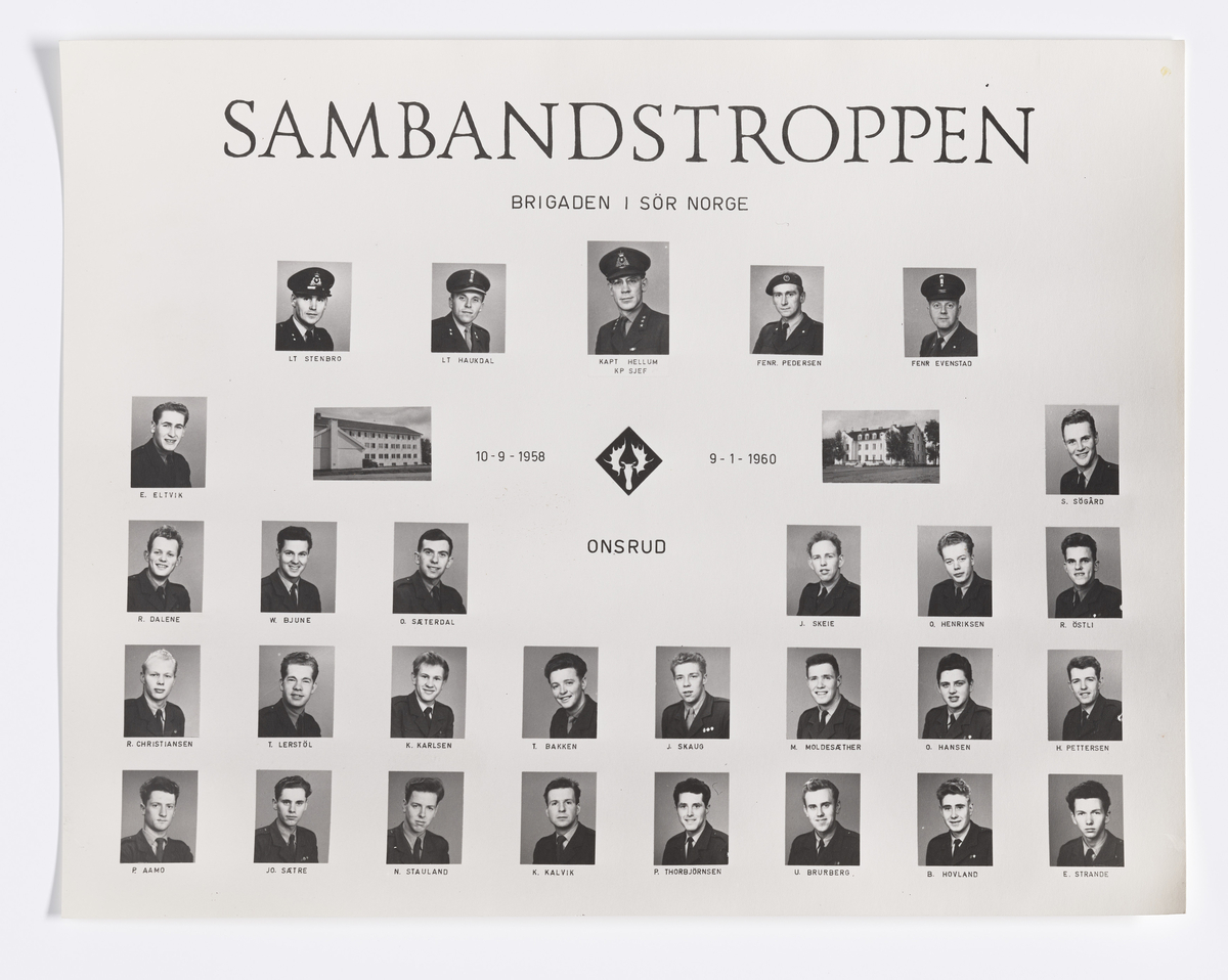 Militære årsfoto. Sambandstroppen. Brigaden, Sør- Norge. Onsrud, 1958–1960