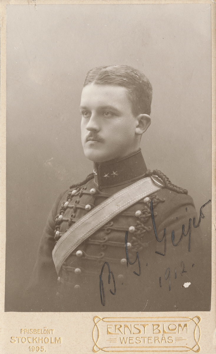 Porträtt av Bror Bengt Gustaf Geijer, löjtnant vid Upplands artilleriregemente A 5.