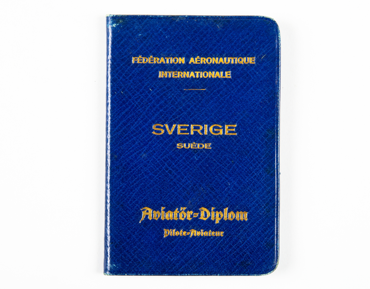 Aviatördiplom för Enoch Thulin, utfärdat av Svenska Aeronautiska Sällskapet den 12 oktober 1912.

Enoch Thulins svenska flygcertifikat.

Diplomet är inlånat från Landskrona Museum.