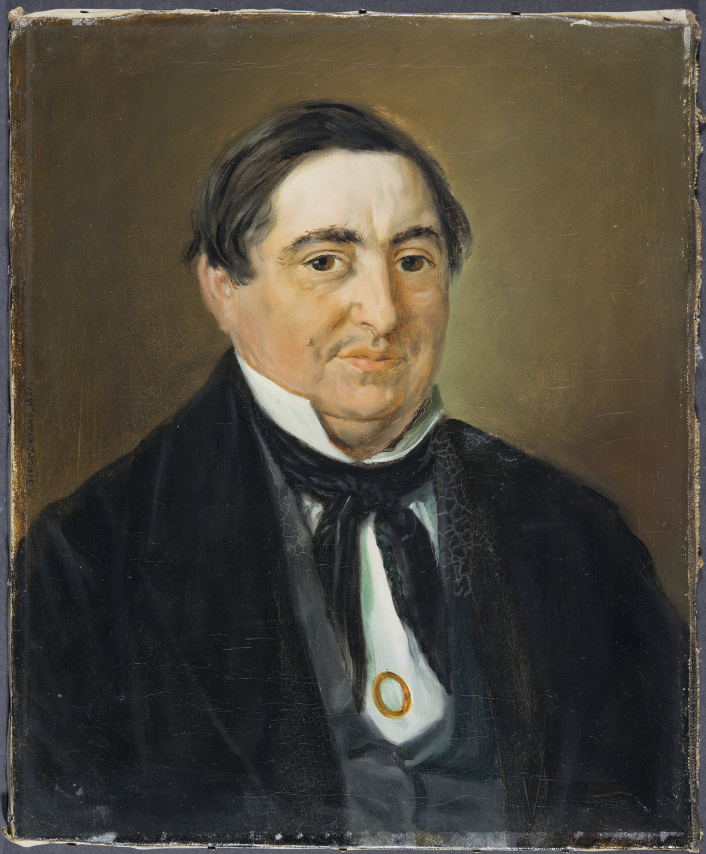 Portrettmaleri av  prost Peder Ankel Stabel (1807-1871) Fagervik, Hamar, malt av Mathias Stoltenberg i1857,