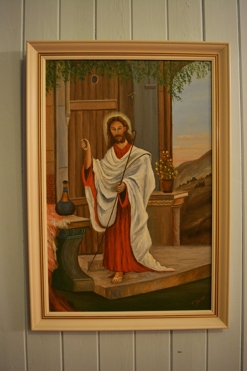 Religiøst motiv av Jesus. Trolig malt etter et annet bilde.