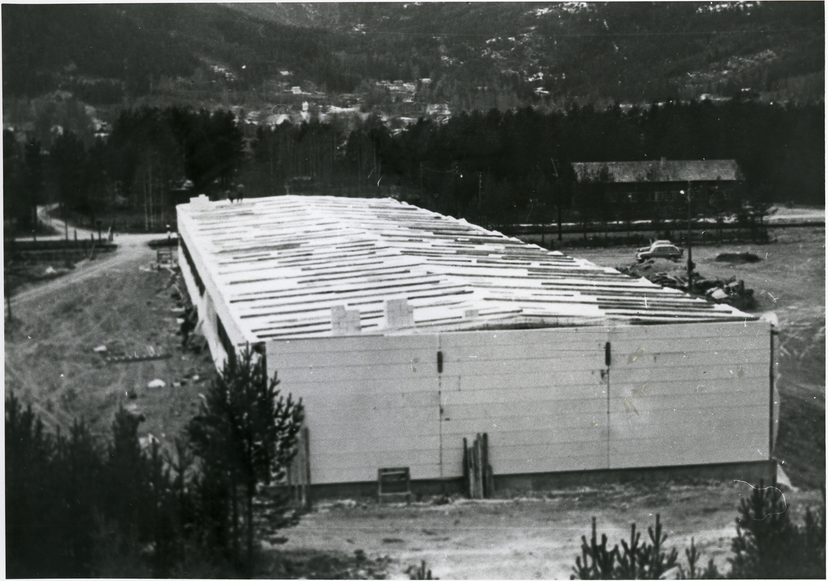 Bygging industrihus
Fra bygging av det første industribygget i Nes ( Defa ).
Bygget har reist seg
