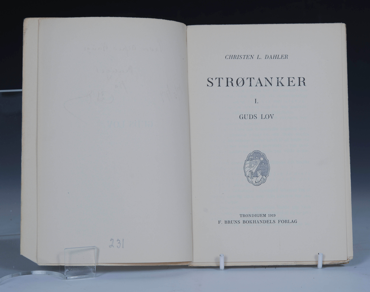 Dahler, Christen L. Strøtanker Guds lov. 2det Opl. Trondhjem 1919.
