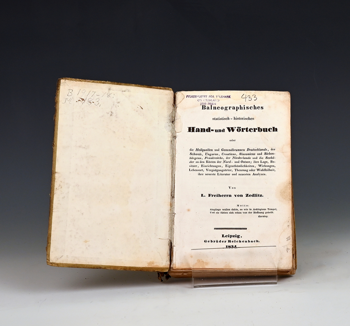 Zerlitz. Balneografisches hand und Wörsterbuch. Leipzig 1834. 2 bl. 556 s. 8 vo.