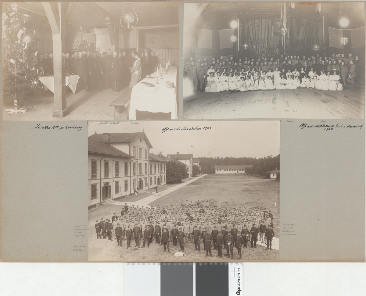 Text i fotoalbum: "Officersvolontärernas bal å Karlsborg 1907."