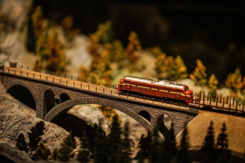 Bilde av en jernbanemodell på Norsk Jernbanemuseum