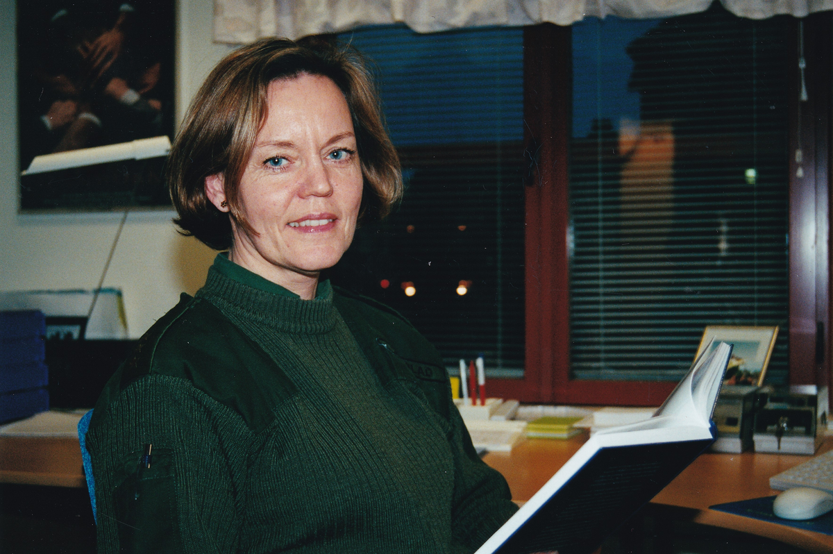 Instruktionssjuksköterska Christina Lindblad vid Göta Trängregemente 2002.