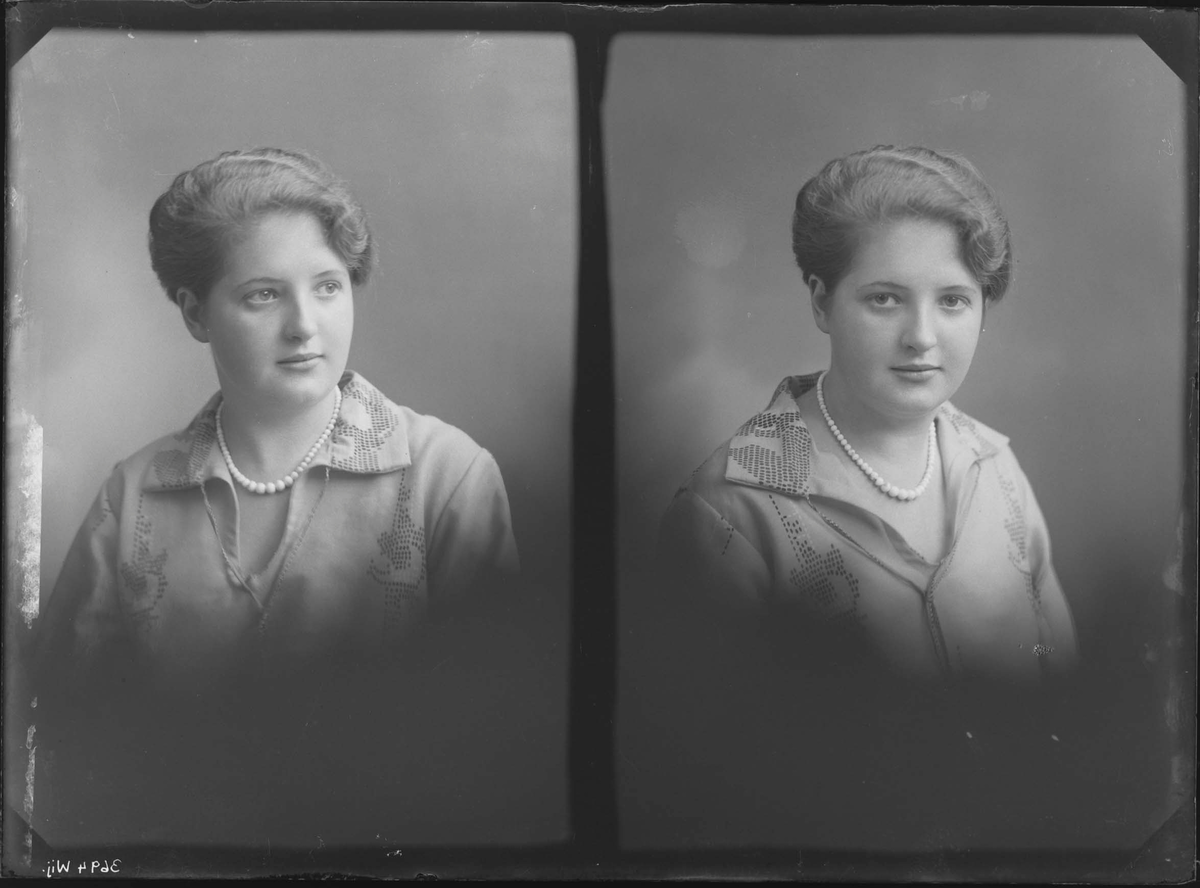 Fotografering beställd av Bergqvist. Föreställer Greta Elisabet Bergqvist (1910-1981). Sedermera gift Bodh.