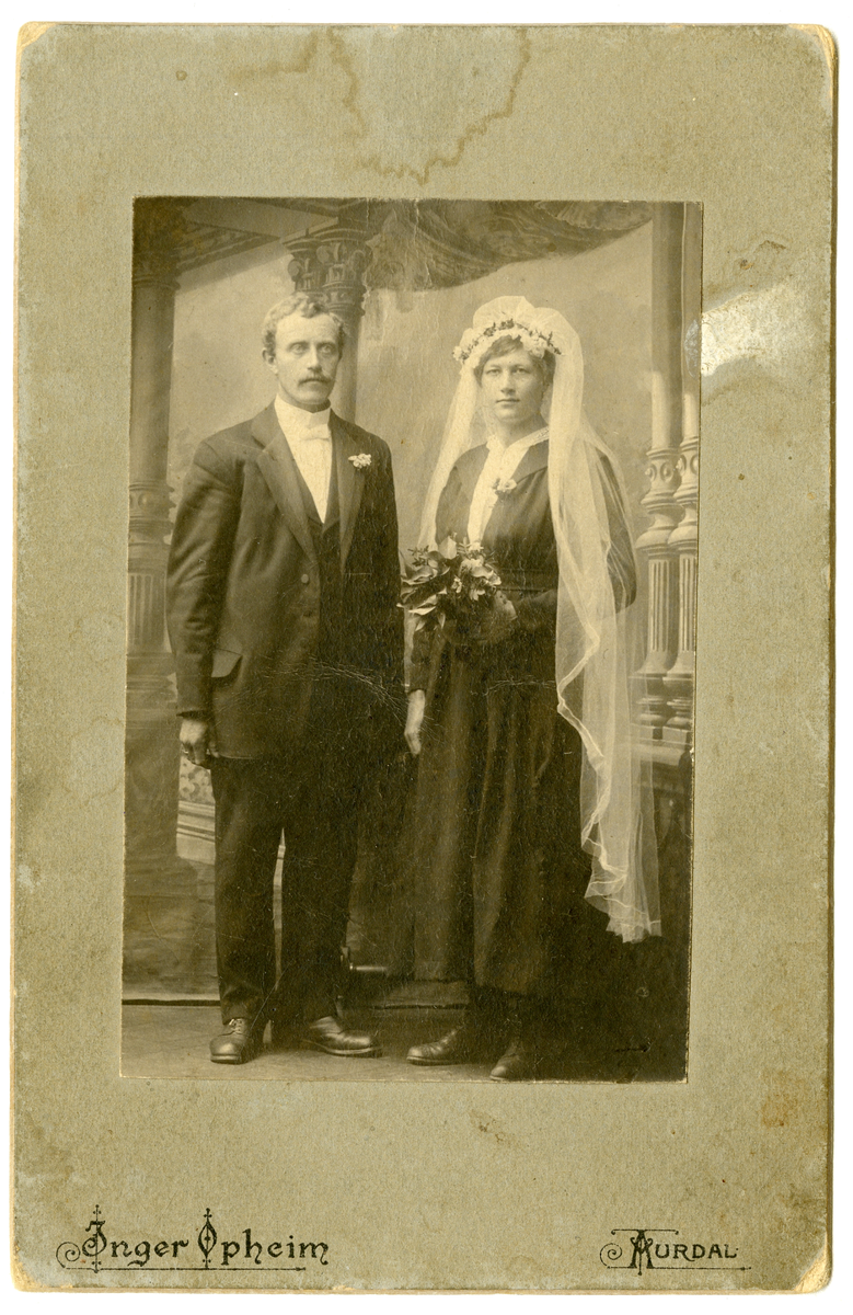 Brudeparet Maria og Anders Brænd i 1918.