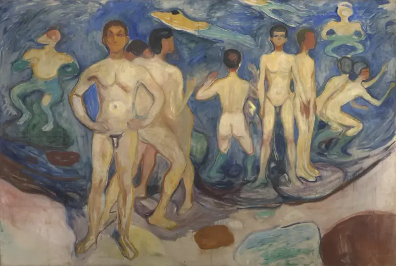 Badende unge menn, E. Munch, 1904.
