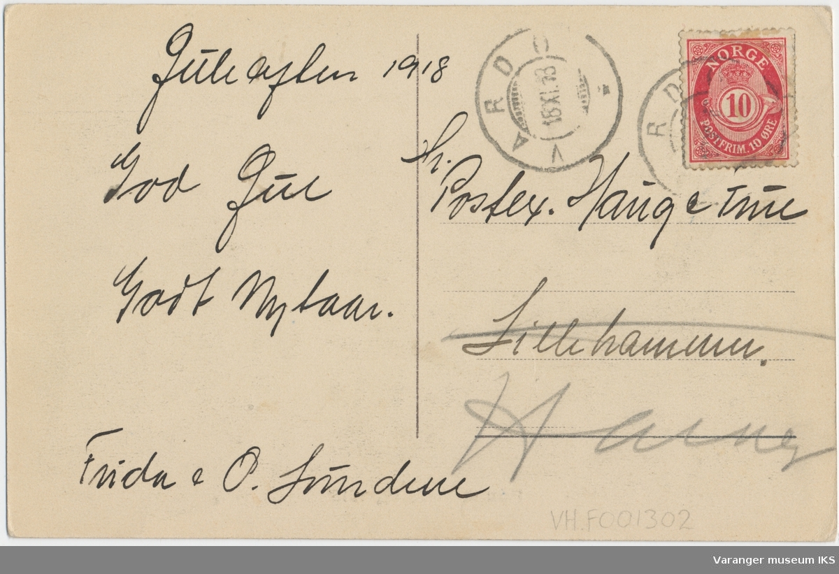 Postkort, Festningsgata, kongeporten i bakgrunnen, 17. mai 1918
