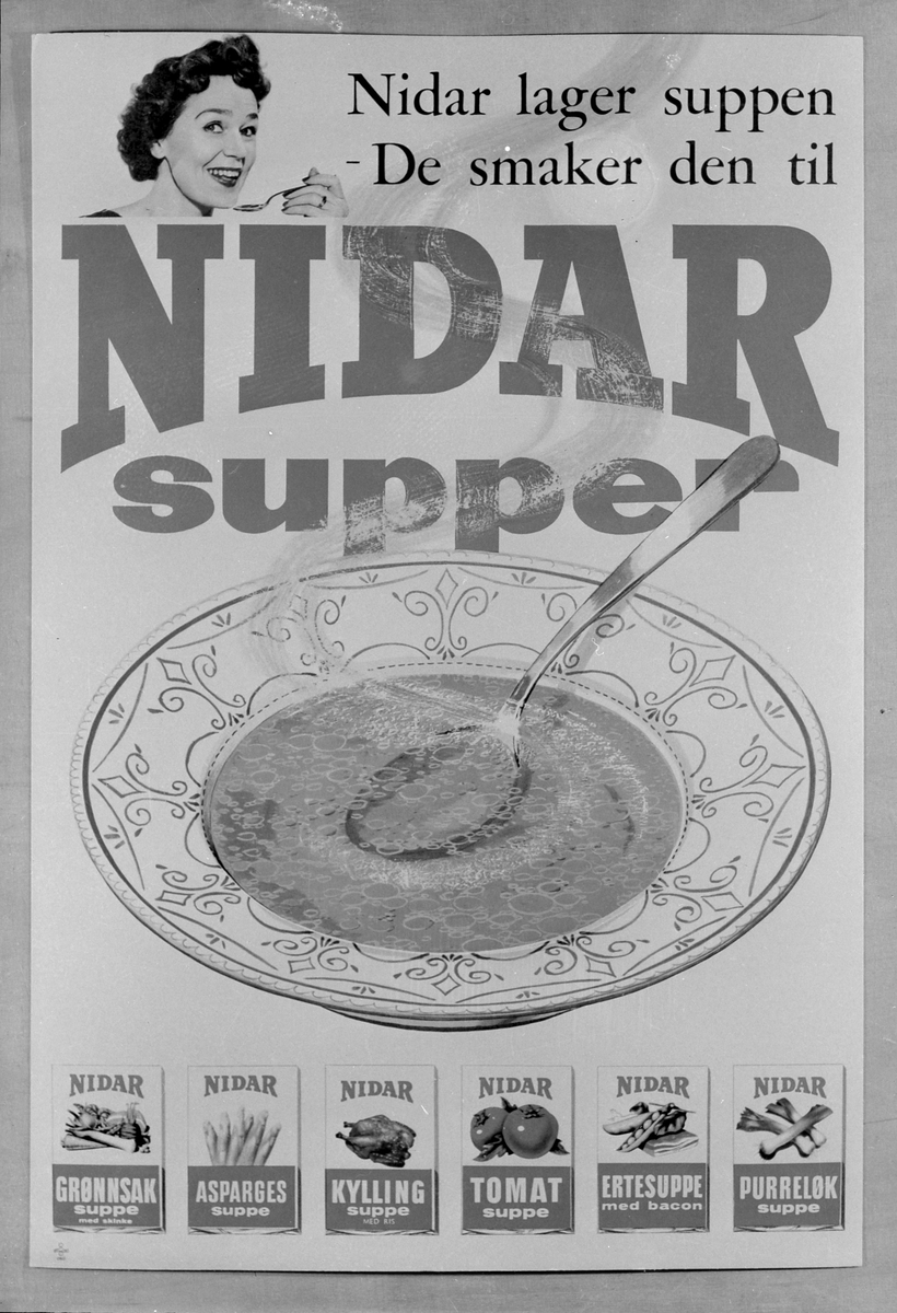 Reklameplakat for supper fra Nidar Chokoladefabrik A/S