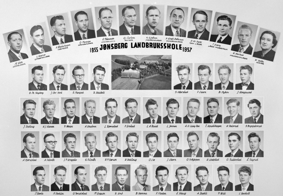 Gr: Jønsberg landbruksskole, montasje, 1955-57. Romedal, Stange. 
