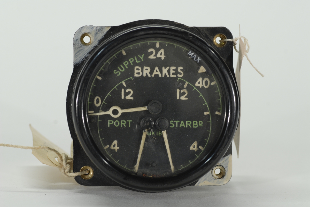 Bromstryckmanometer Mk 1b (6A/1443). Tryckindikator för hjulbroms. För Fpl S31.