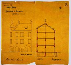 Brødr.Mogstad, Vaaningshus i Kirkegaden.  [Snitt]