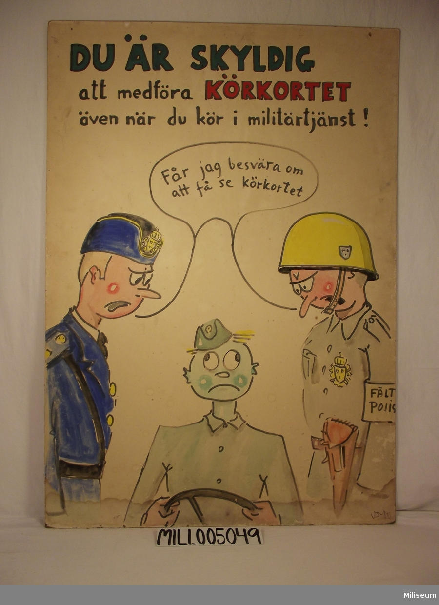 Instruktionsplansch för förarutbildning.
Akvarell av Ulf Bottne.