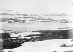 Bergensbanens anlegg; utsikt mot Hardangerjøkulen fra teltle