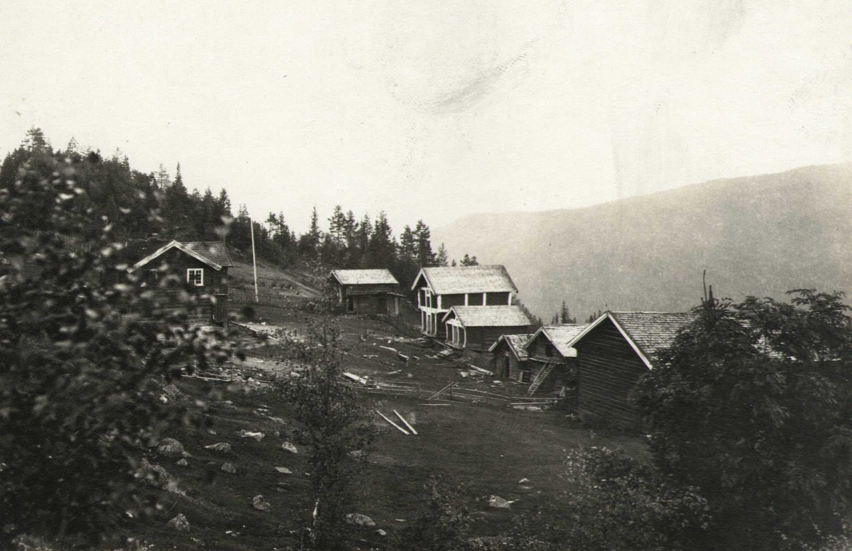 Gårdstun, Huvestad, Morgedal, Kviteseid, Telemark. Fotografert 1916. 