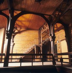 Interiør fra gården Kornhaug, rivningstruet.  Illustrasjonsb