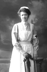 Portrett, sykepleier. Frøken Marie Mathisen.