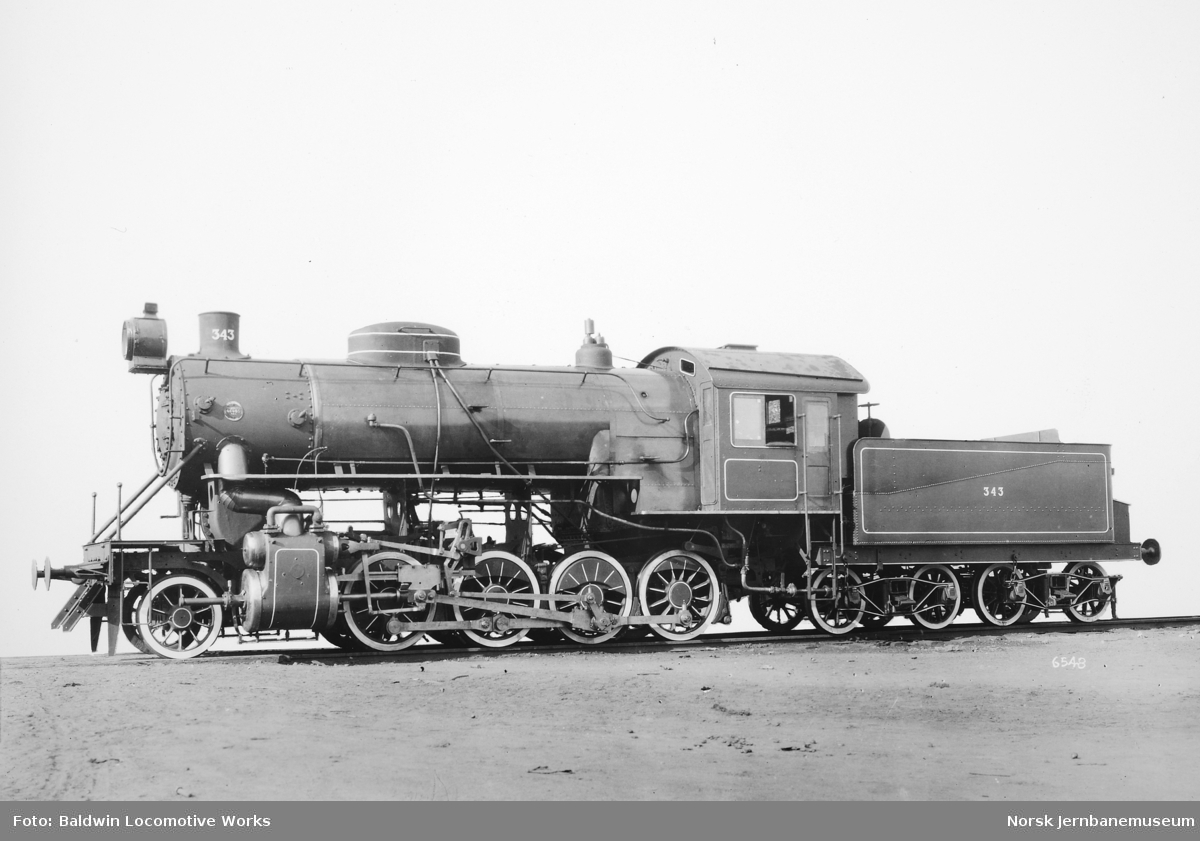 Leveransefoto av damplokomotiv type 33b nr. 343 fra Baldwin Locomotive Works
