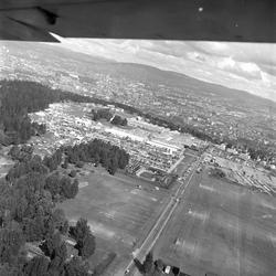 Ekeberg, Oslo, 11. juni 1959, landbruksutstilling, flyfoto o
