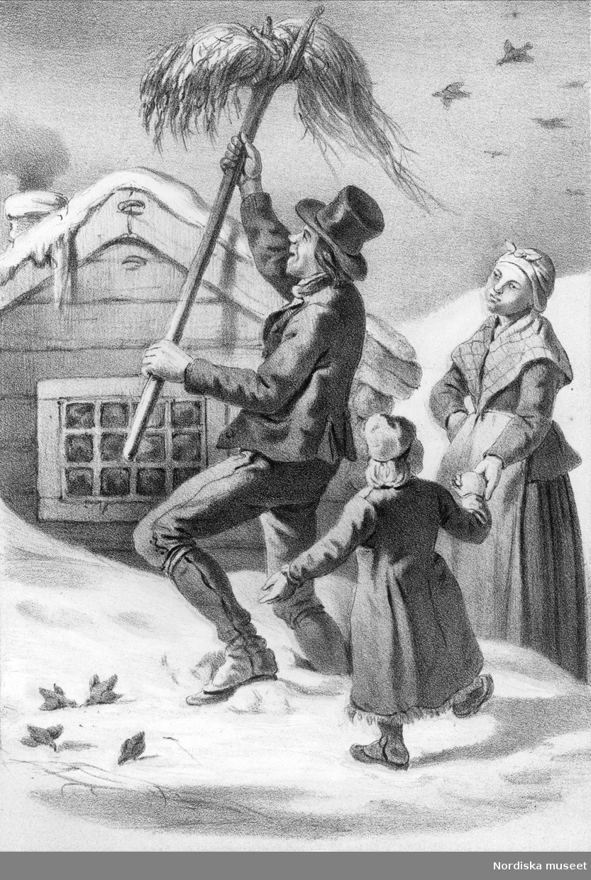 "På Julafton". Litografi av C.A. Dahlström. Ur "Teckningar ur svenska folklifvet", 1859.