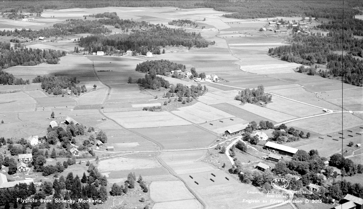 Flygfoto över Söderby, Morkarla socken, Uppland 1936