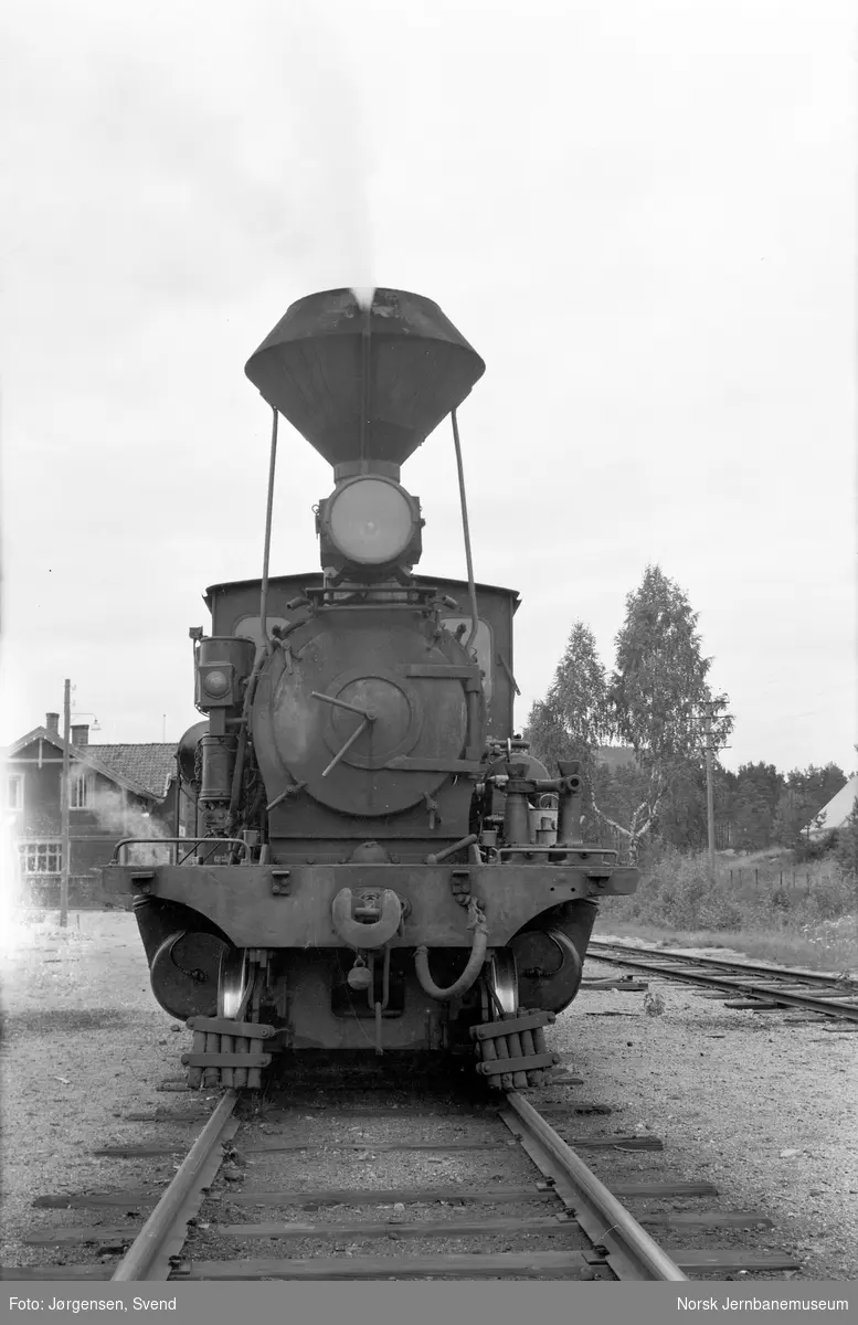 Damplokomotiv nr. 2 i sørgående godstog 5662 på Moisund stasjon