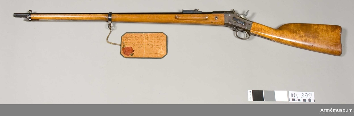 Gevär m/1867-1889.
Modellexemplar, arbetsmodell. Lådan från gevär tillverkat 1876. Tillv.nr 847. AM 8219.