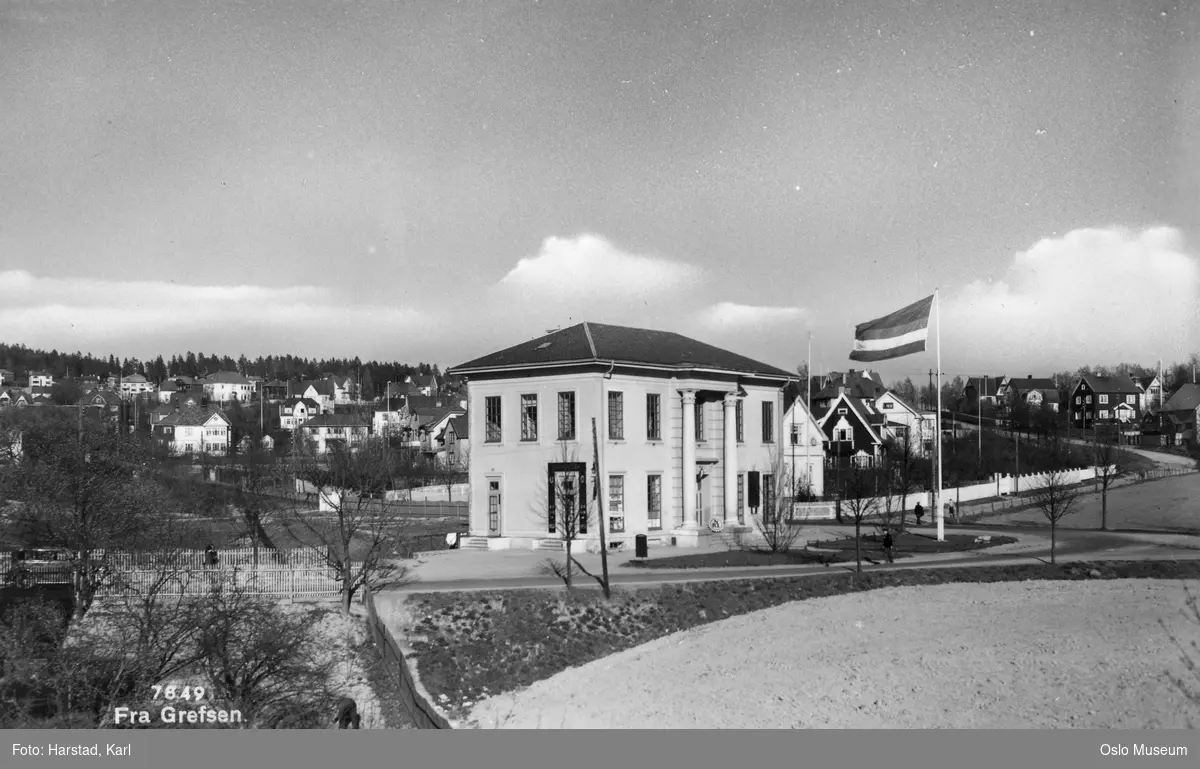 gateløp, forsamlingshus, Grefsen velhus, Grefsen kino ("Svettern"), flagg, villabebyggelse