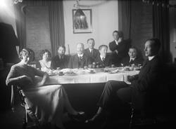 interiør, stue, oppdekning, måltid, kvinner, menn