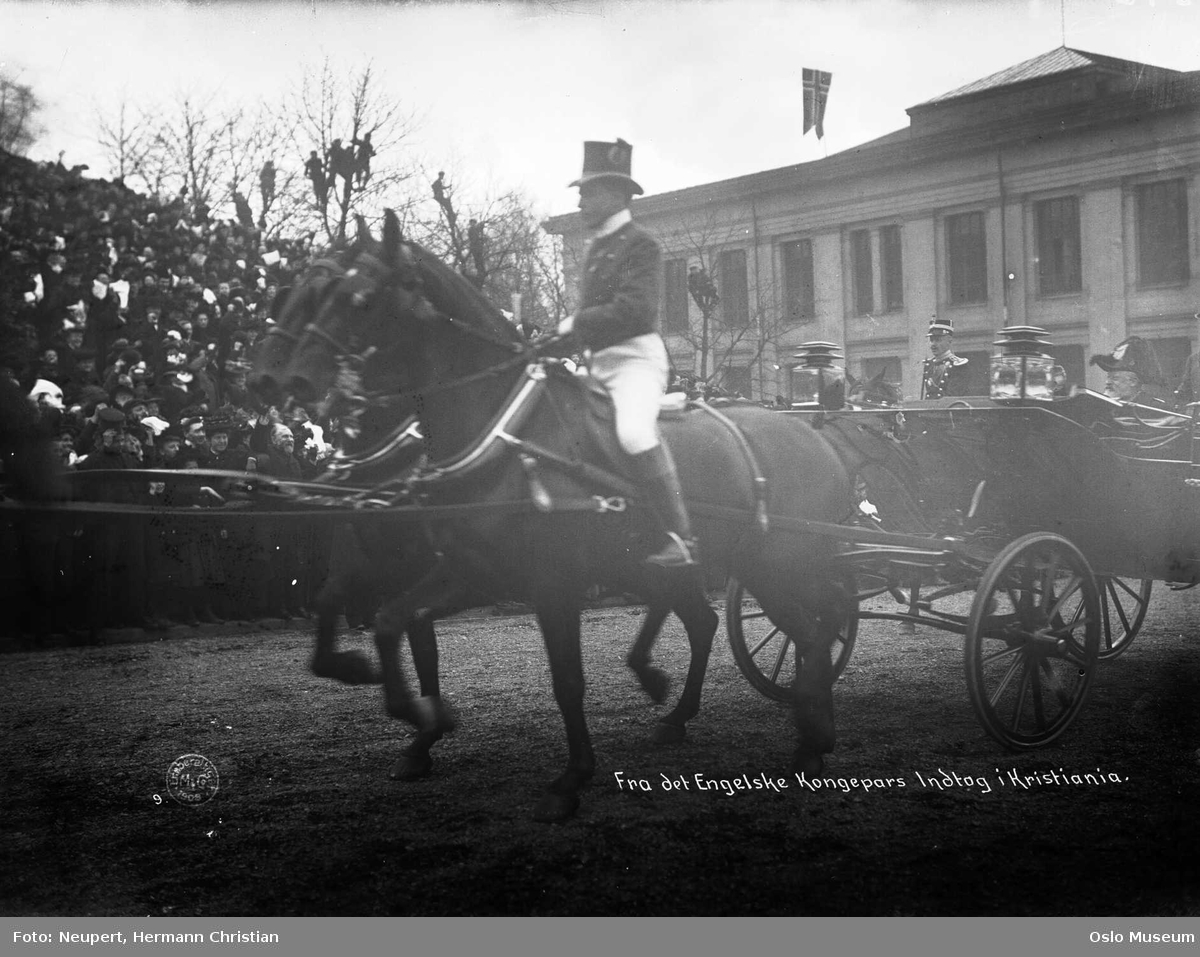 kong Edward og dronning Alexandras besøk, kortesje, publikum, park, Universitetet