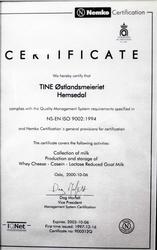 Hemsedal meieri vart nedlagt 21. juli 2001.
ISO-sertifikatet