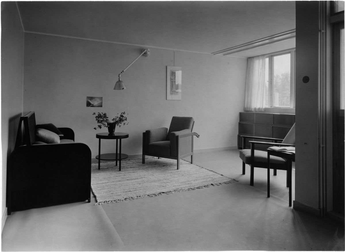Stockholmsutställningen 1930
Egnahem 45, radhus: vardagsrum.