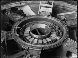 Hafslund A/S i Skjeberg, 1936. Interiør fra kraftstasjon.