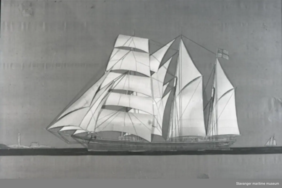 Avfotografert skipsportrett  -  i silke - av skonnertskip "Freidic" Capt L.Berg.