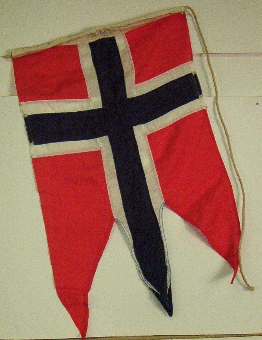 Norsk flagg med to splitter og tunge.