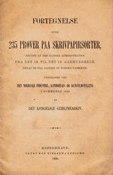 Småtrykk "Fortegnelse over 235 prøver paa skrivpapirsorter" fra 1888