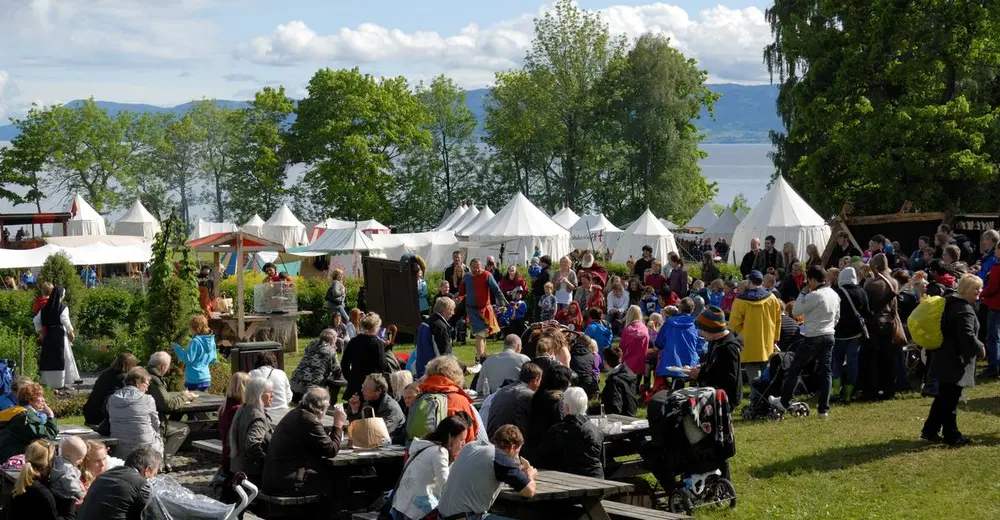 Medieval market and visitors