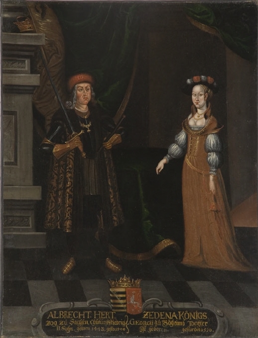 Albrekt, 1443-1500, hertig av Sachsen, Zedena, 1449-1510, prinsessa av Böhmen