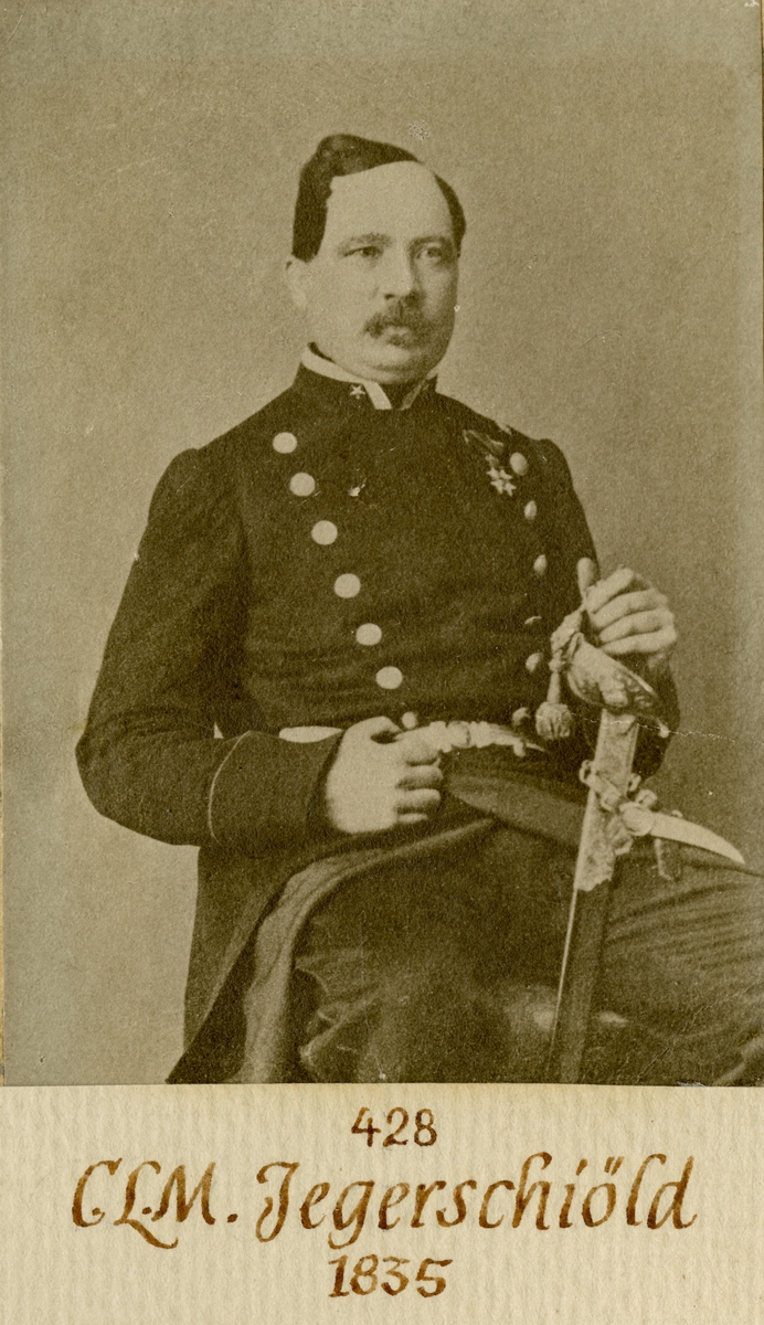 Porträtt av Edvard Lars Mauritz Jegerschjöld, kapten vid Andra livgardet I 2.