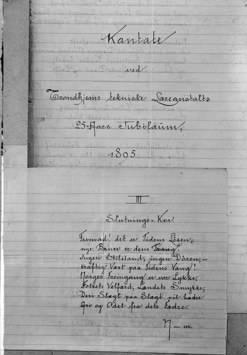 Kantate fra Trondhjems tekniske læreanstalt i forbindelse med 25-års jubileet i 1895